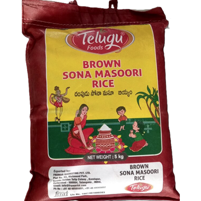 Brown Sona Masoori Rice 5 Kg Swetha-Telugu Foods